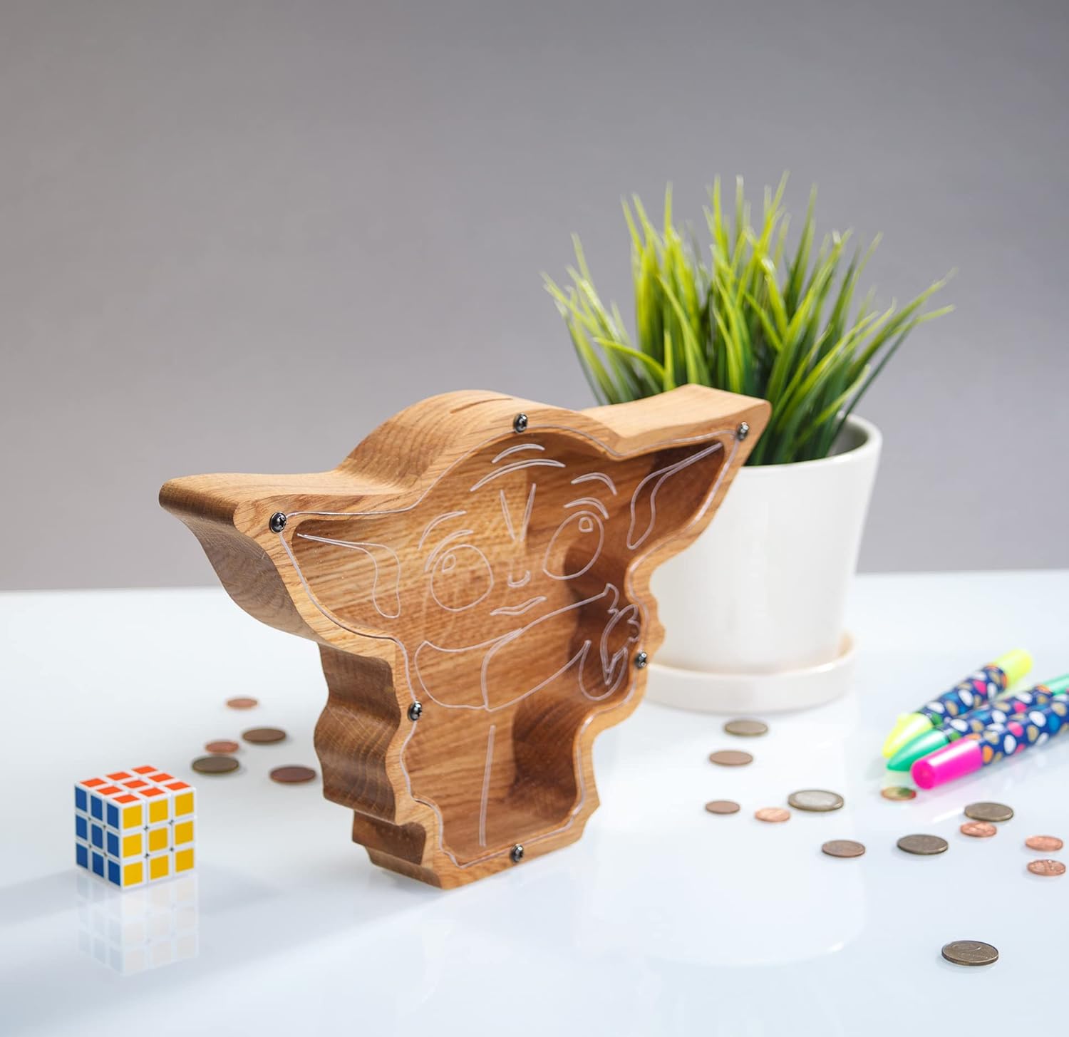 Wood Piggy Bank Alien Montessori Kids Money Box