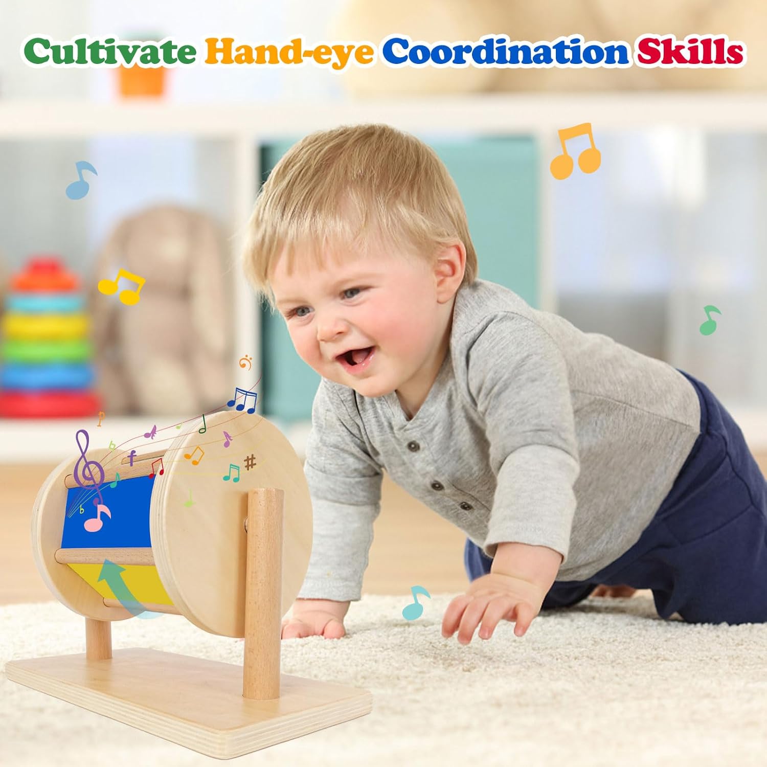 LEADER JOY Montessori Spinning Drum Toy for 1-3 Year Old