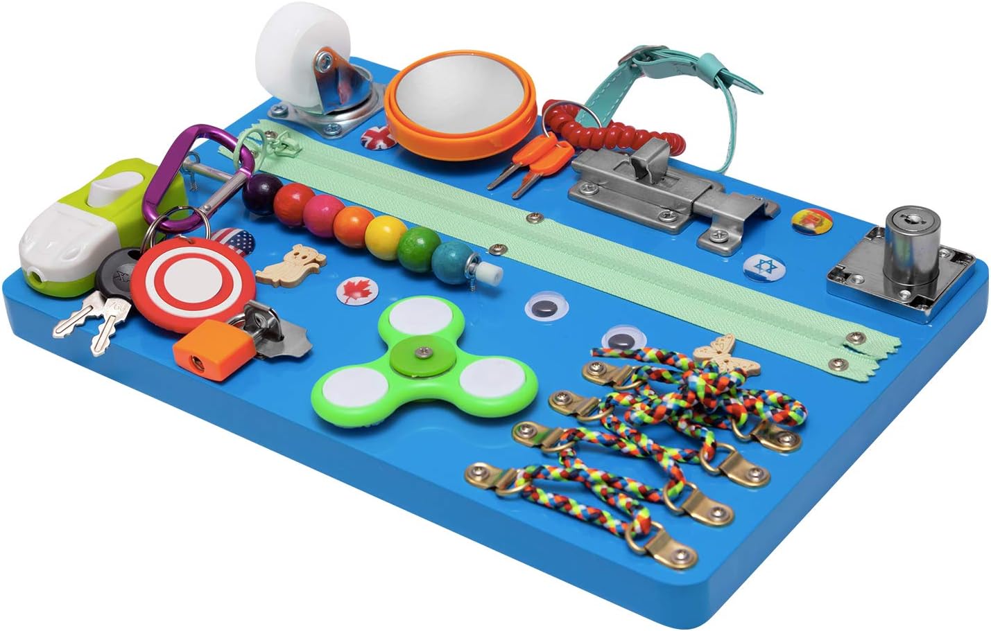 Montessori Locks Latches Board Educational Blue Toy