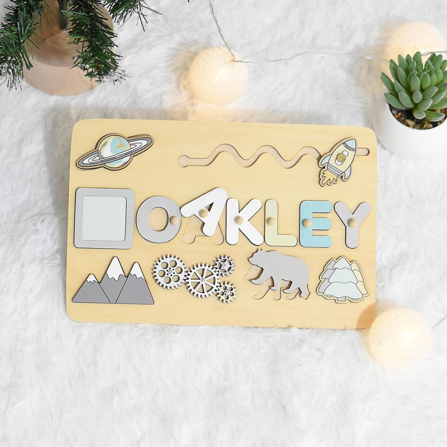 Personalized Name Puzzle - Wooden Montessori Busy Board 1