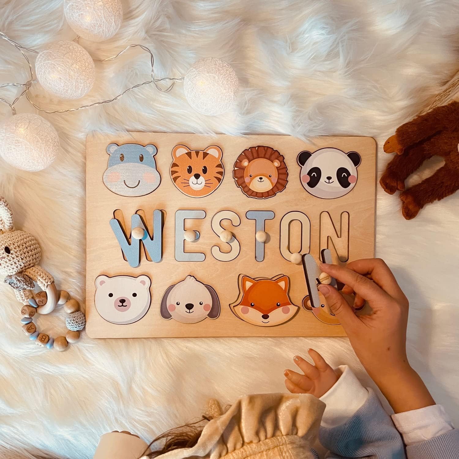Personalized Name Puzzle with Custom Blessing for Toddlers