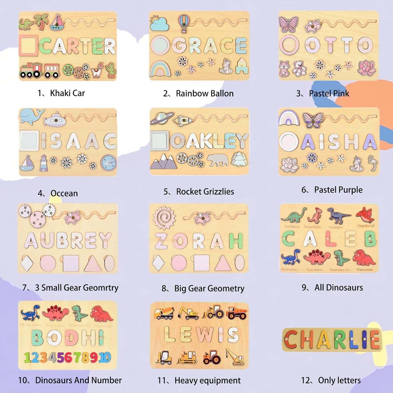 Personalized Name Puzzle - Wooden Montessori Busy Board 1
