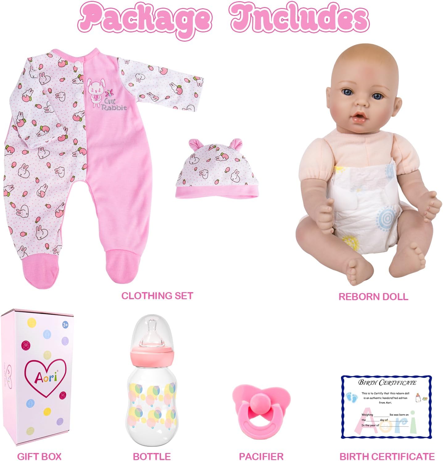 Aori 18 Inch Realistic Reborn Baby Girl Doll