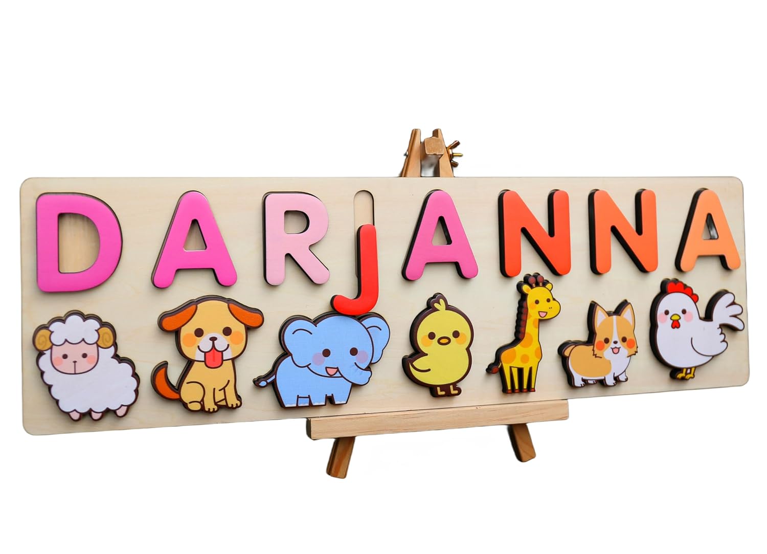 Vnque Personalized Wooden Name Puzzles for Kids