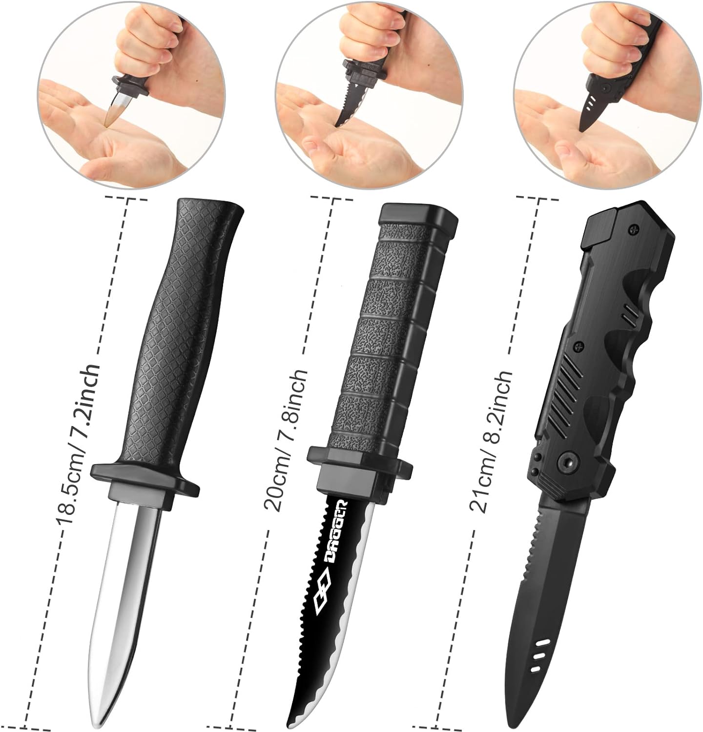 9 Pack Retractable Fake Knife Halloween Props Set