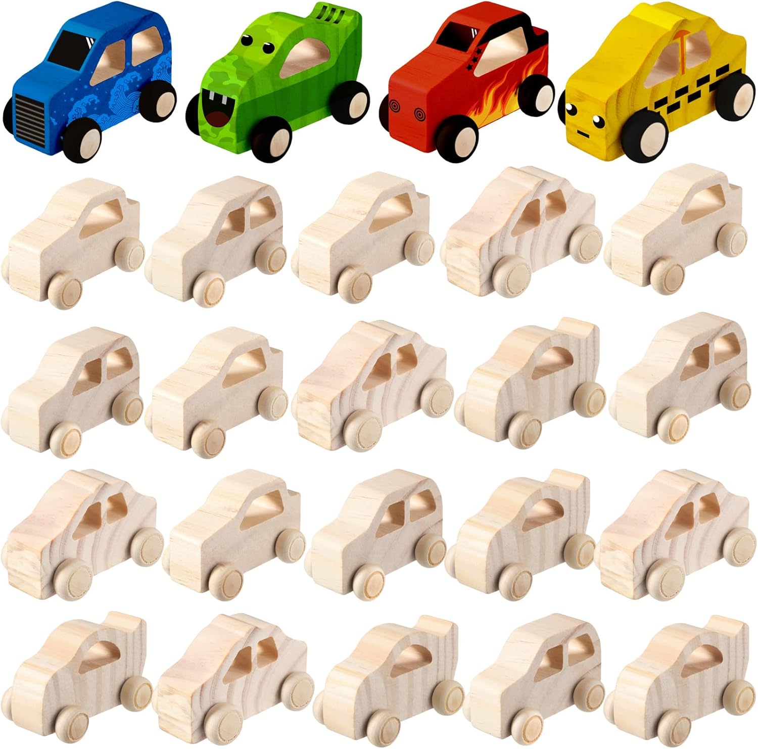 Chivao 24 Piece Wooden Car DIY Kit for Kids