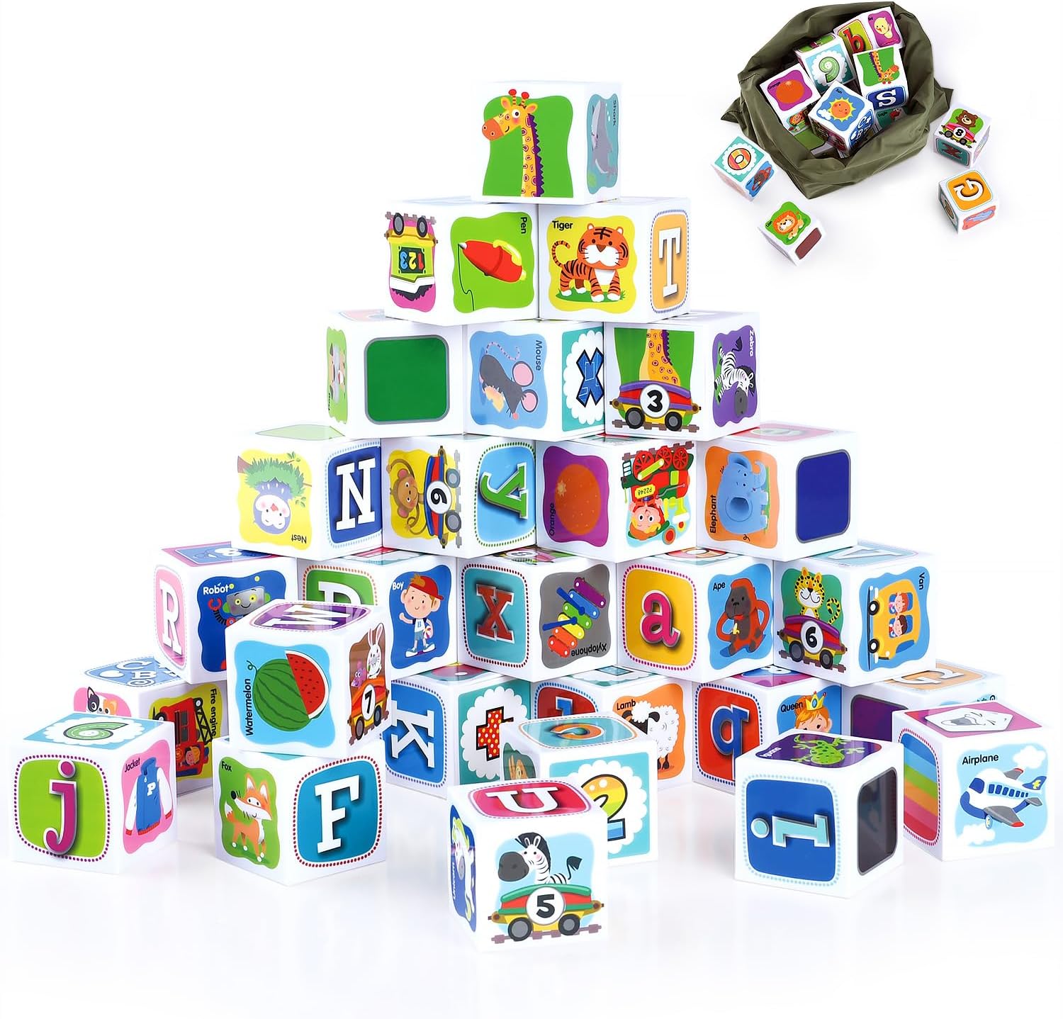PLAY ABC Stacking Blocks 28PCS for Toddlers 1-3