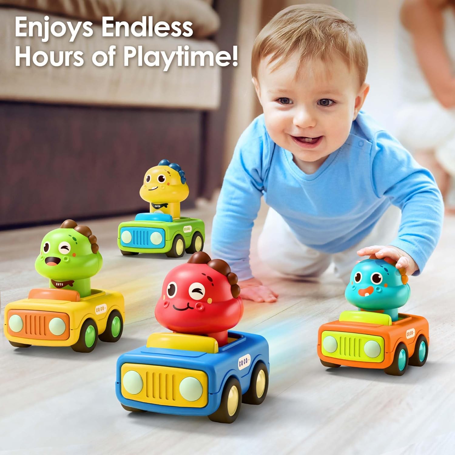 iPlay iLearn Press to Go Car Toy for Toddlers 1-3 Years