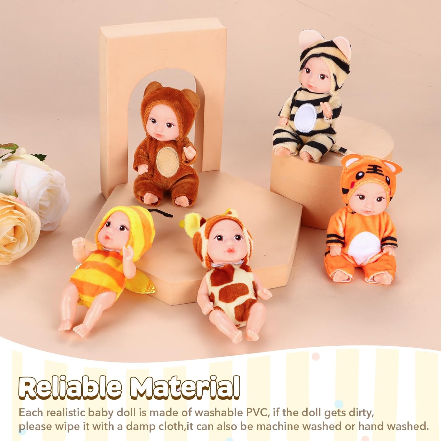 10 Pcs 4 Inch Mini Baby Dolls Playset
