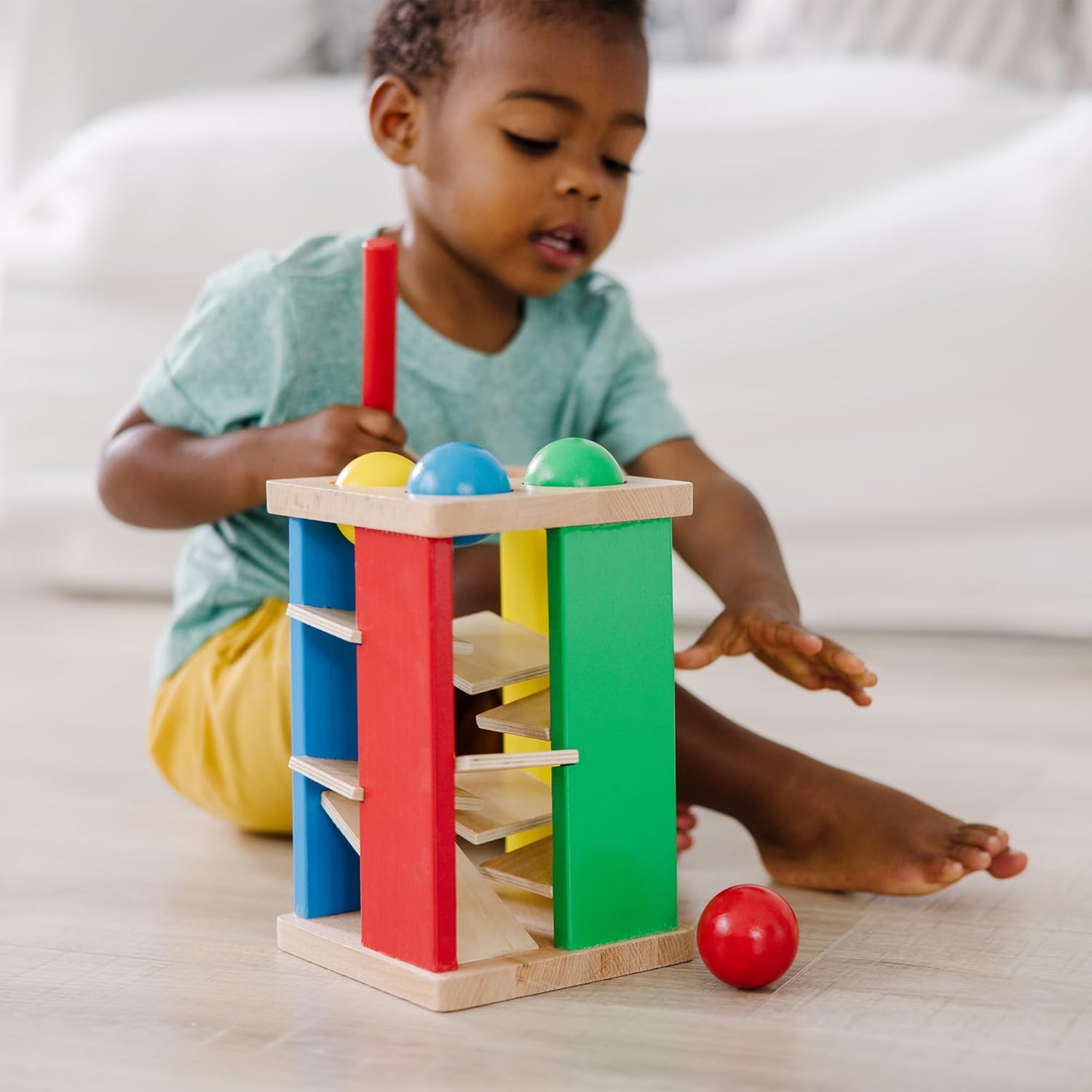 Melissa Doug Deluxe Pound and Roll Wooden Tower Toy