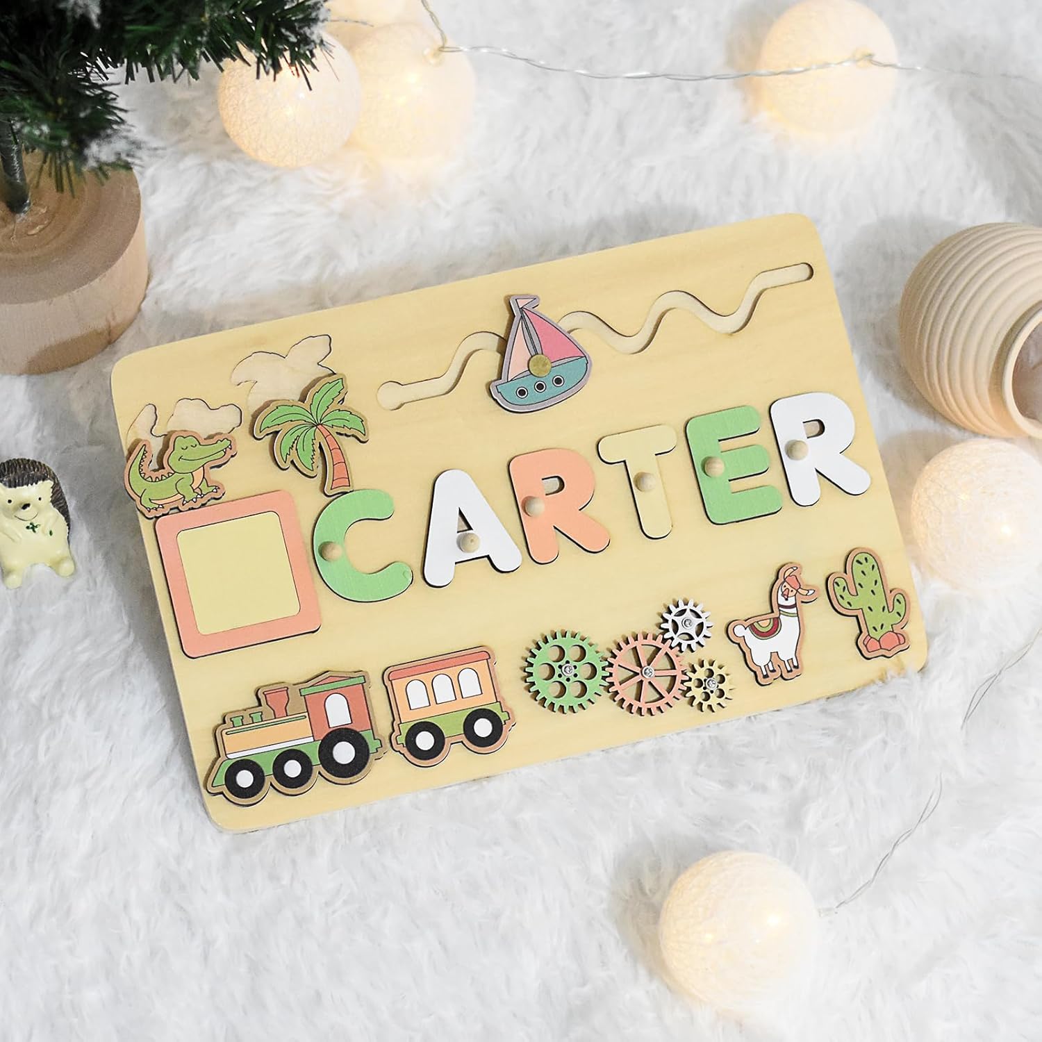 Personalized Name Puzzle - Wooden Montessori Busy Board 1