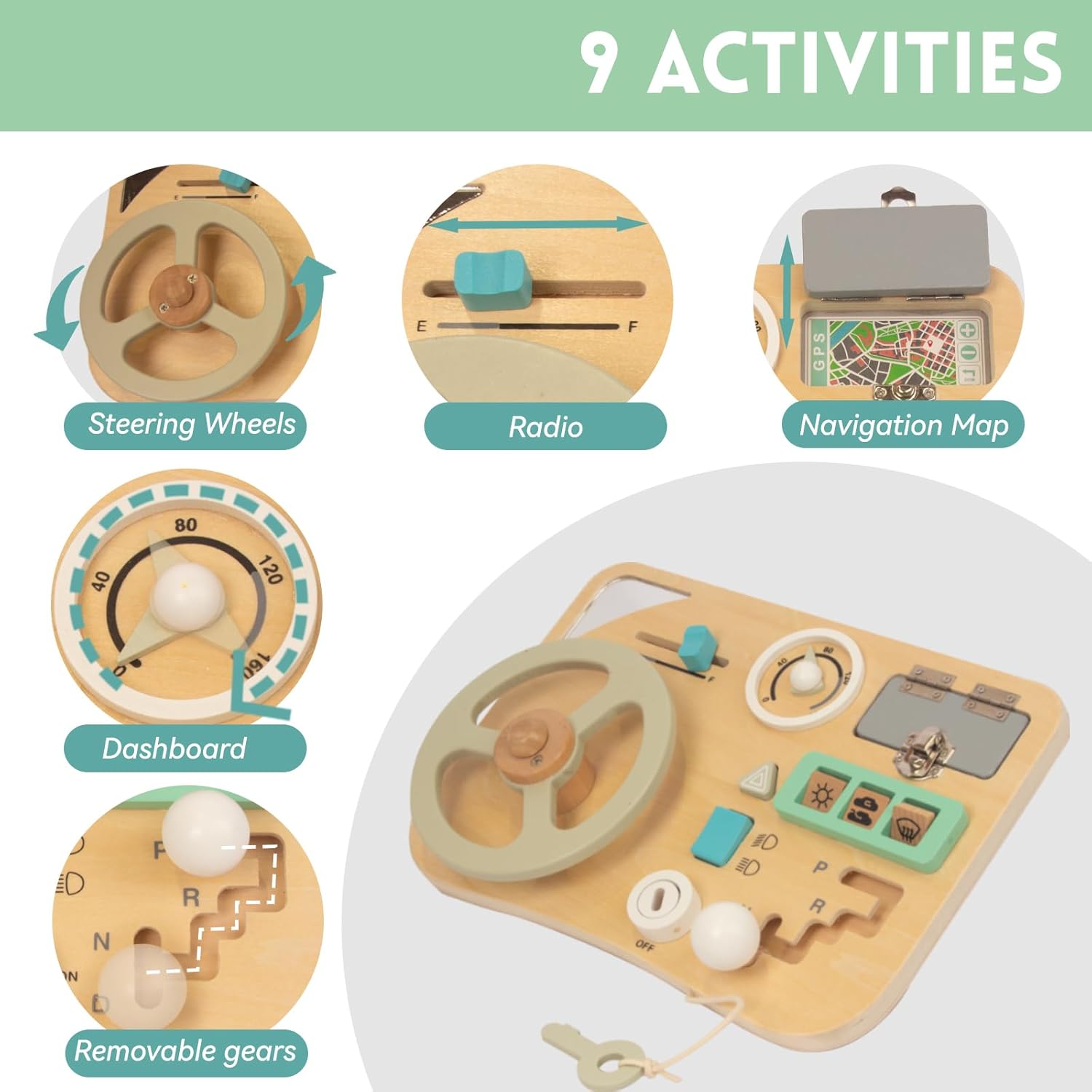 Montessori Busy Board for Toddlers 1-3 Years Old