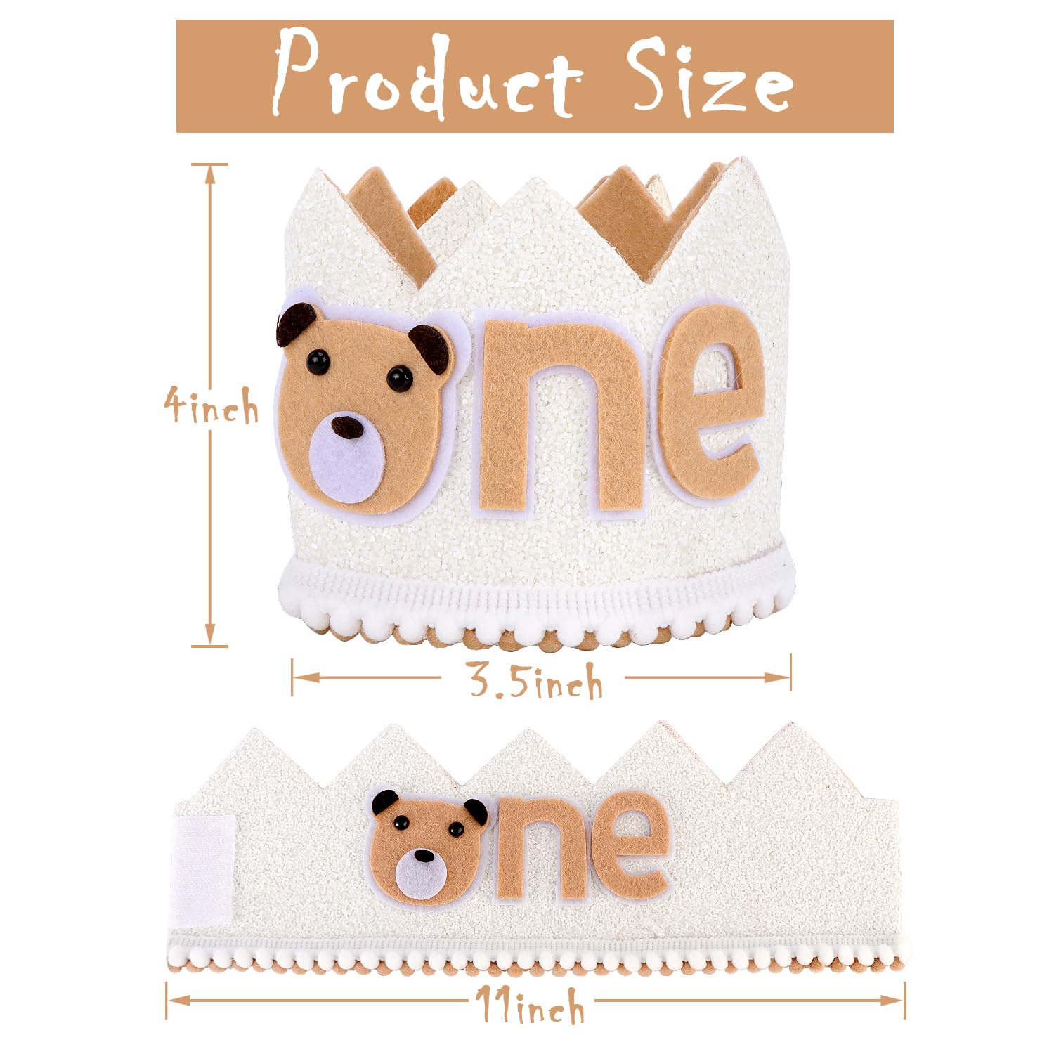 SuPoo First Birthday Bear Crown Headband 1