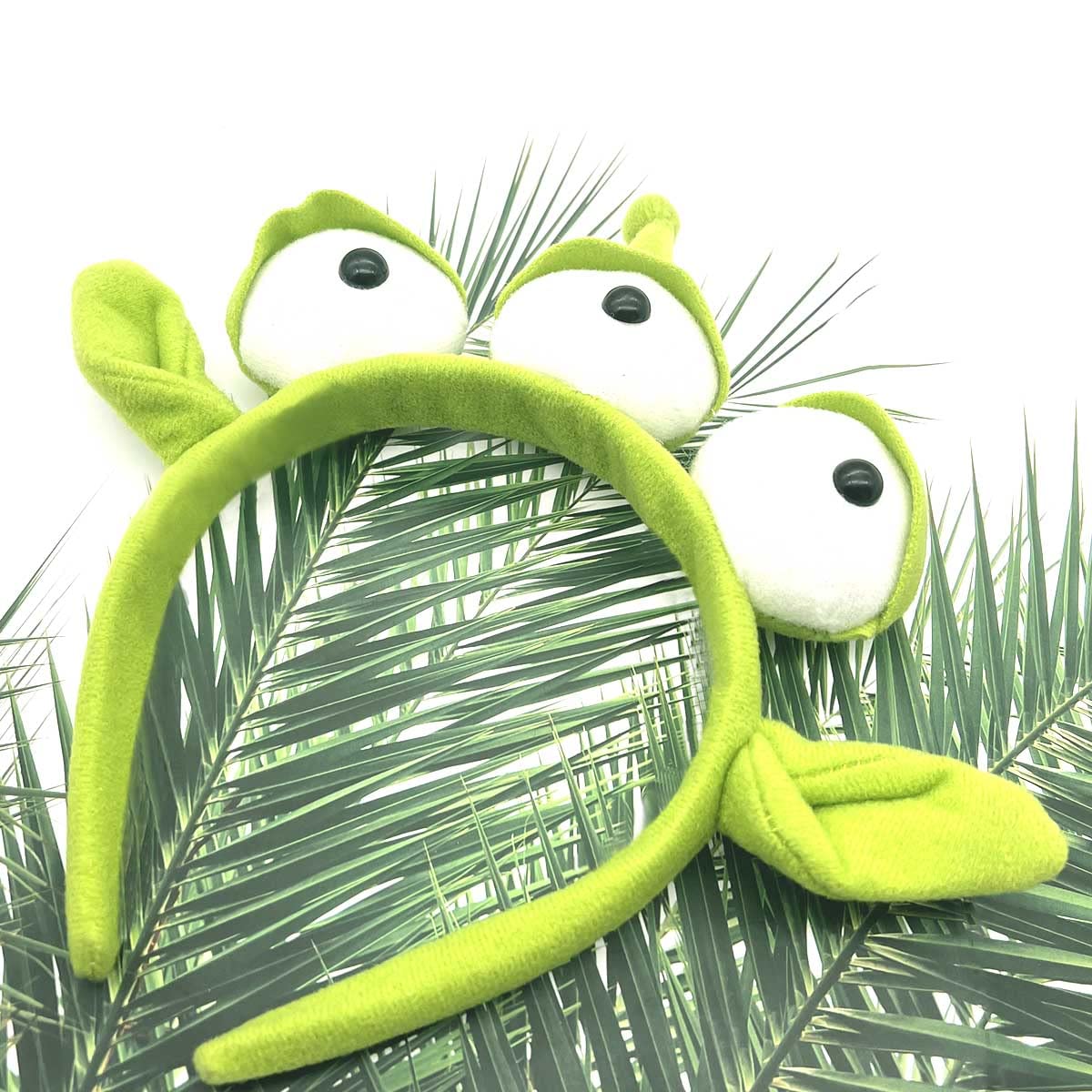 Green Alien Headband with Three Eyes for Girls Kids