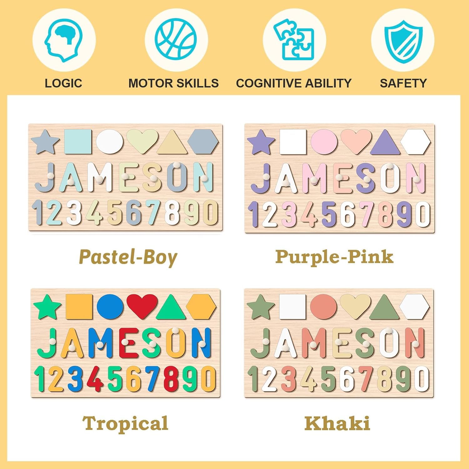 Personalized Wooden Name Puzzle for Kids 1-3