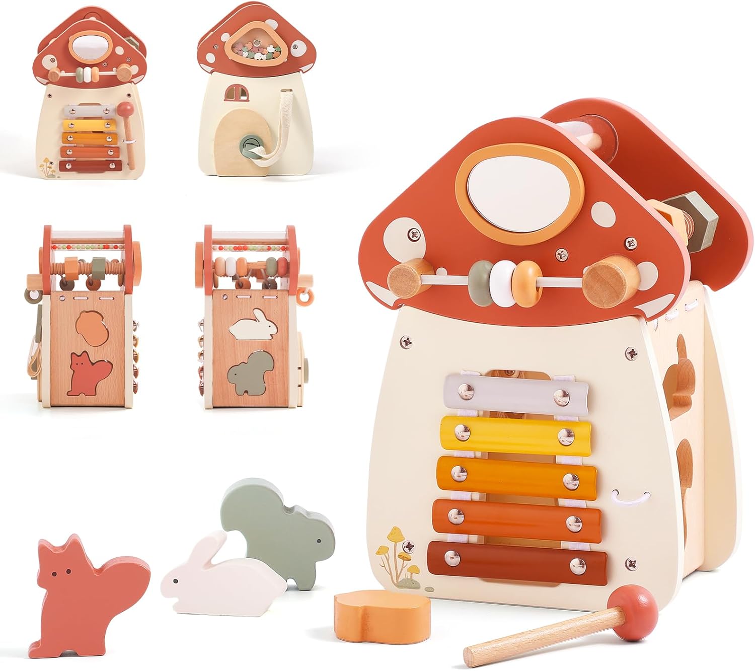 8 in 1 Wooden Activity Cube for Baby and Toddler