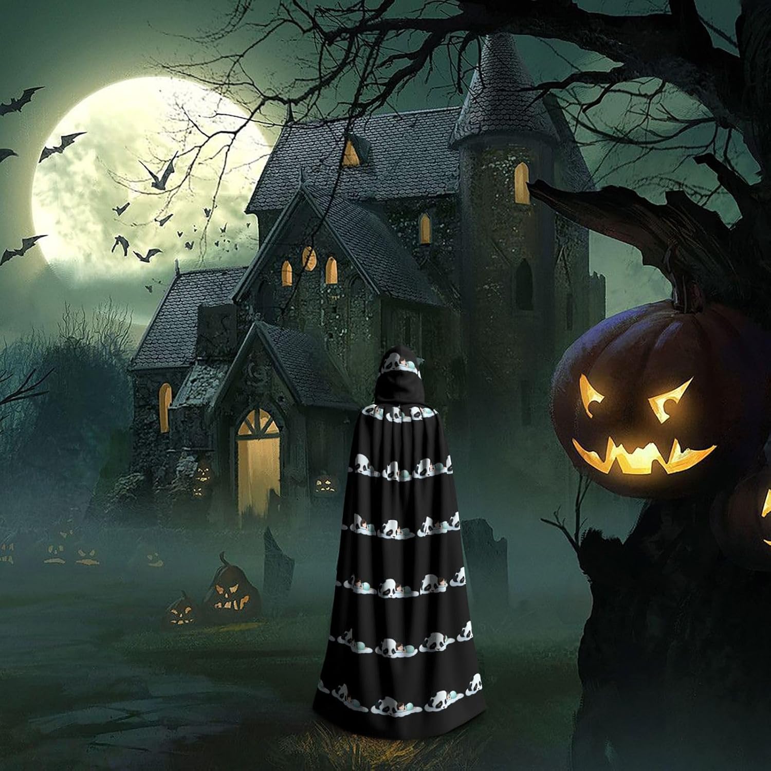 Little Girl Panda Hooded Cloak for Halloween Costume