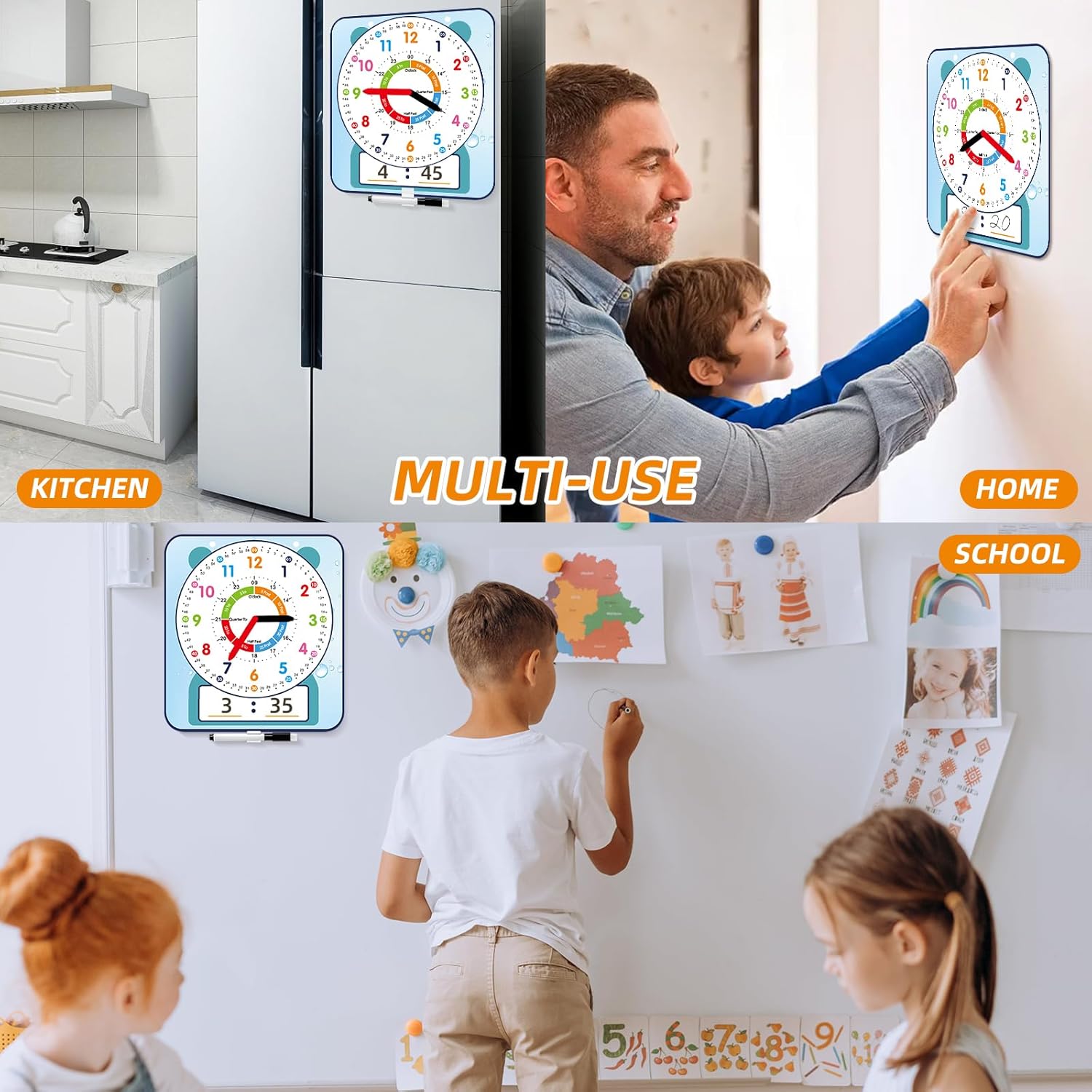 Cute Style 12 Magnetic Writable Teaching Clock