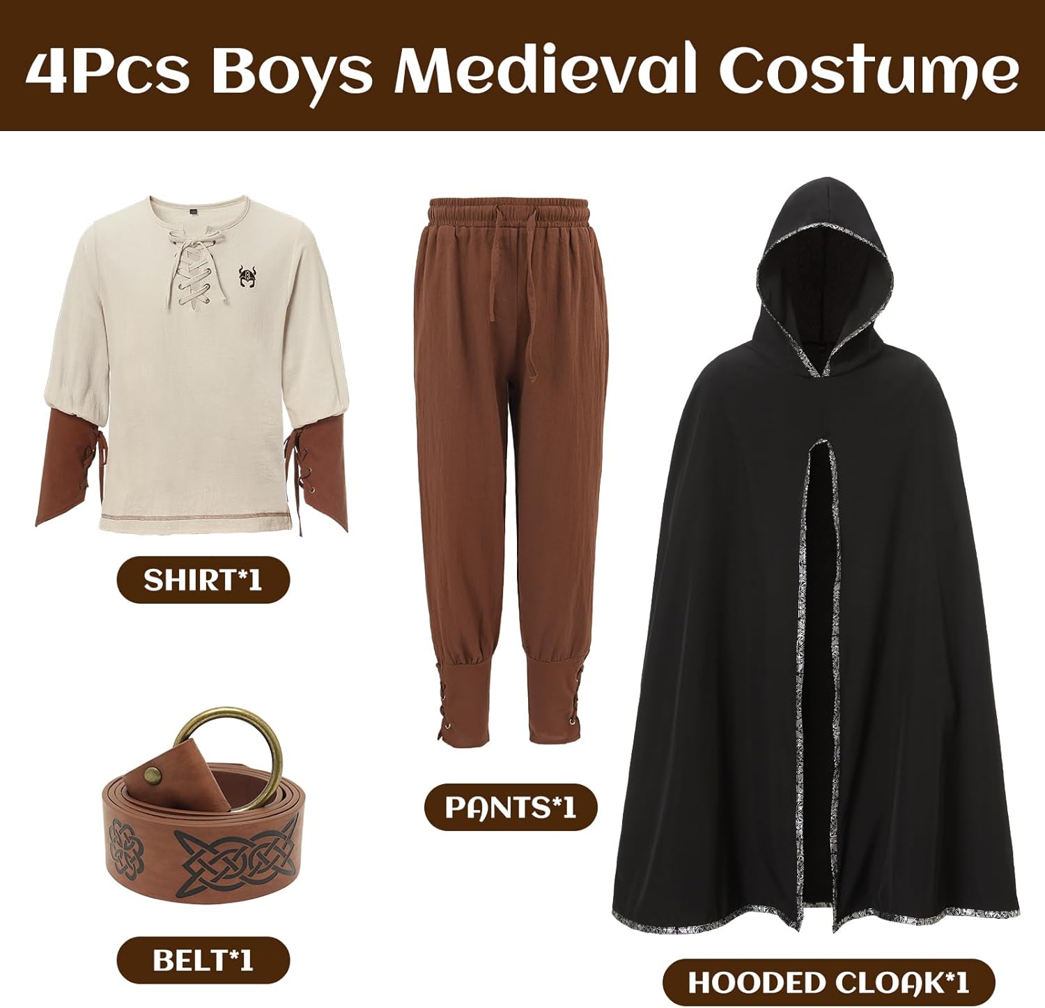 Ezuwail Boys Medieval Viking Costume Set for Halloween and Role Play