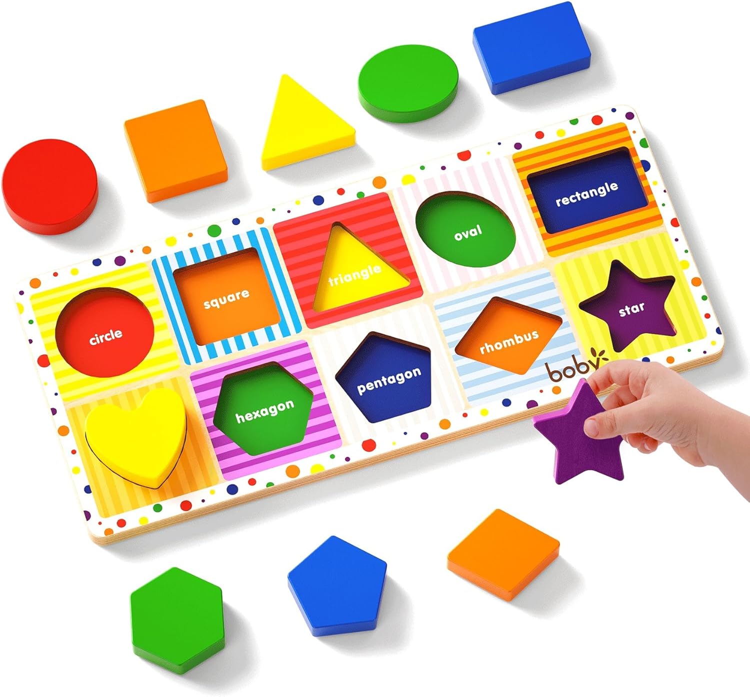 Dailyfunn Wooden Shape Puzzle 10 PCS Toddler 1-3 Years