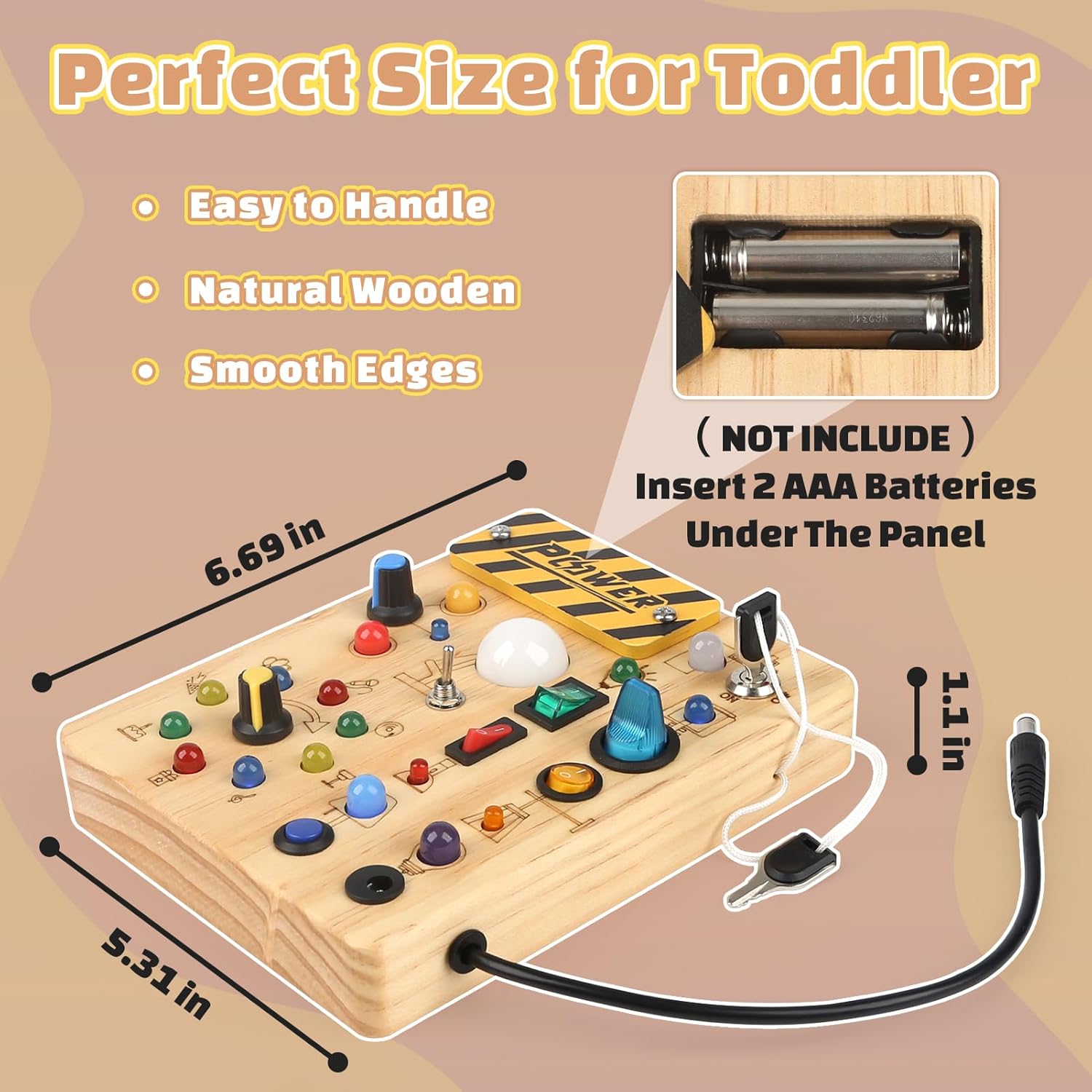 Joyreal Montessori Busy Board with LED Lights for Toddlers