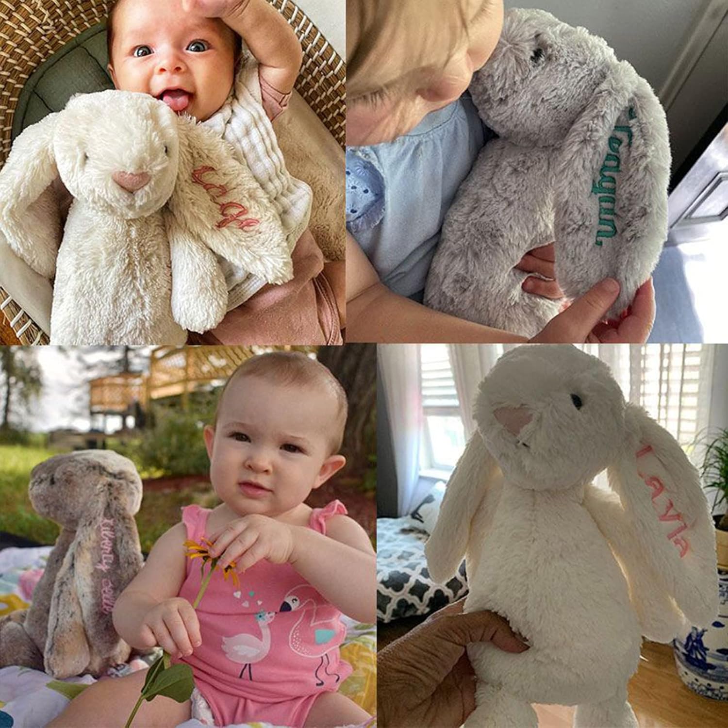 Personalized Embroidered Plush Bunny Toy with Childs Name