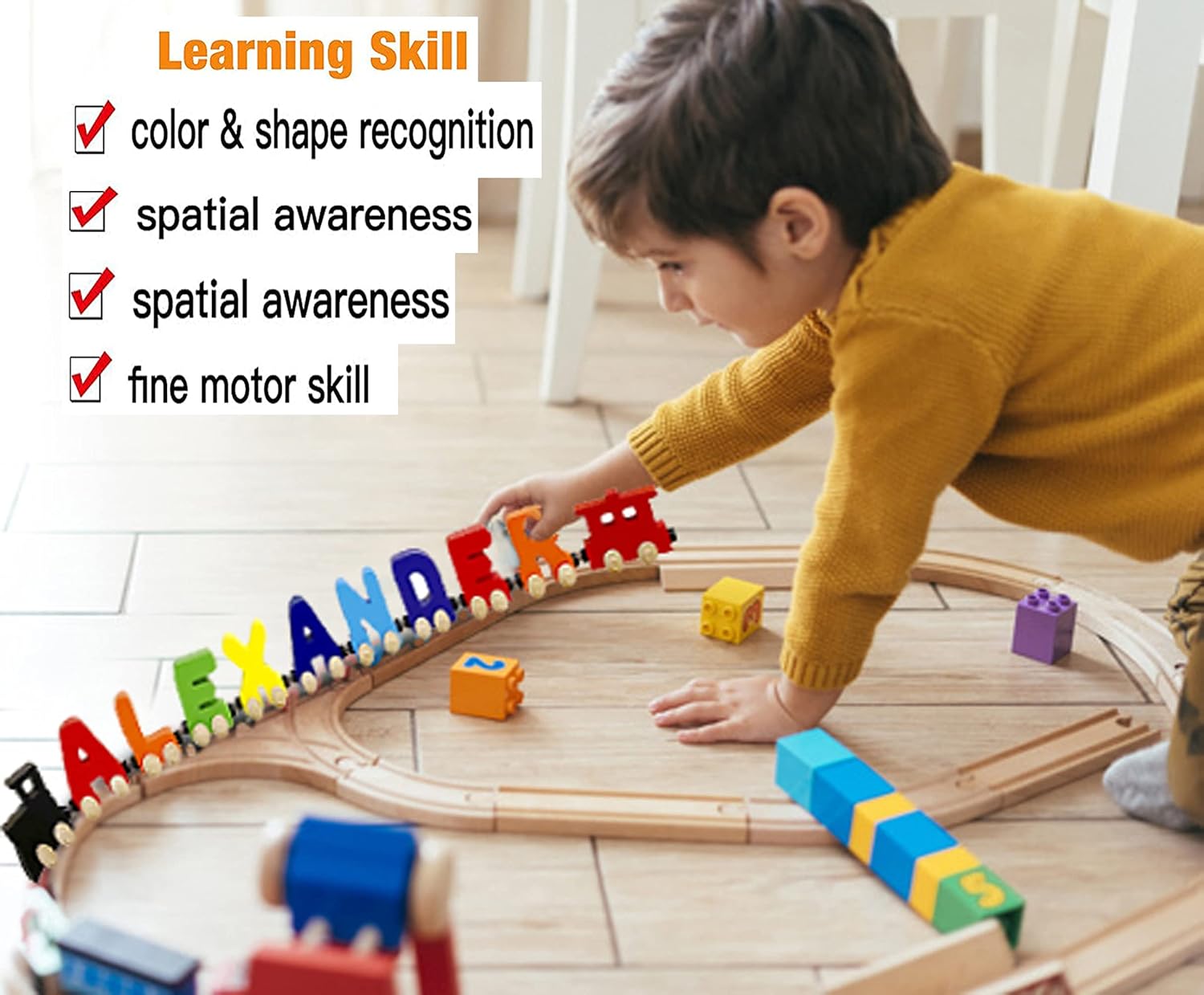 KIDZCO Wooden Trains Puzzle for Kids 1