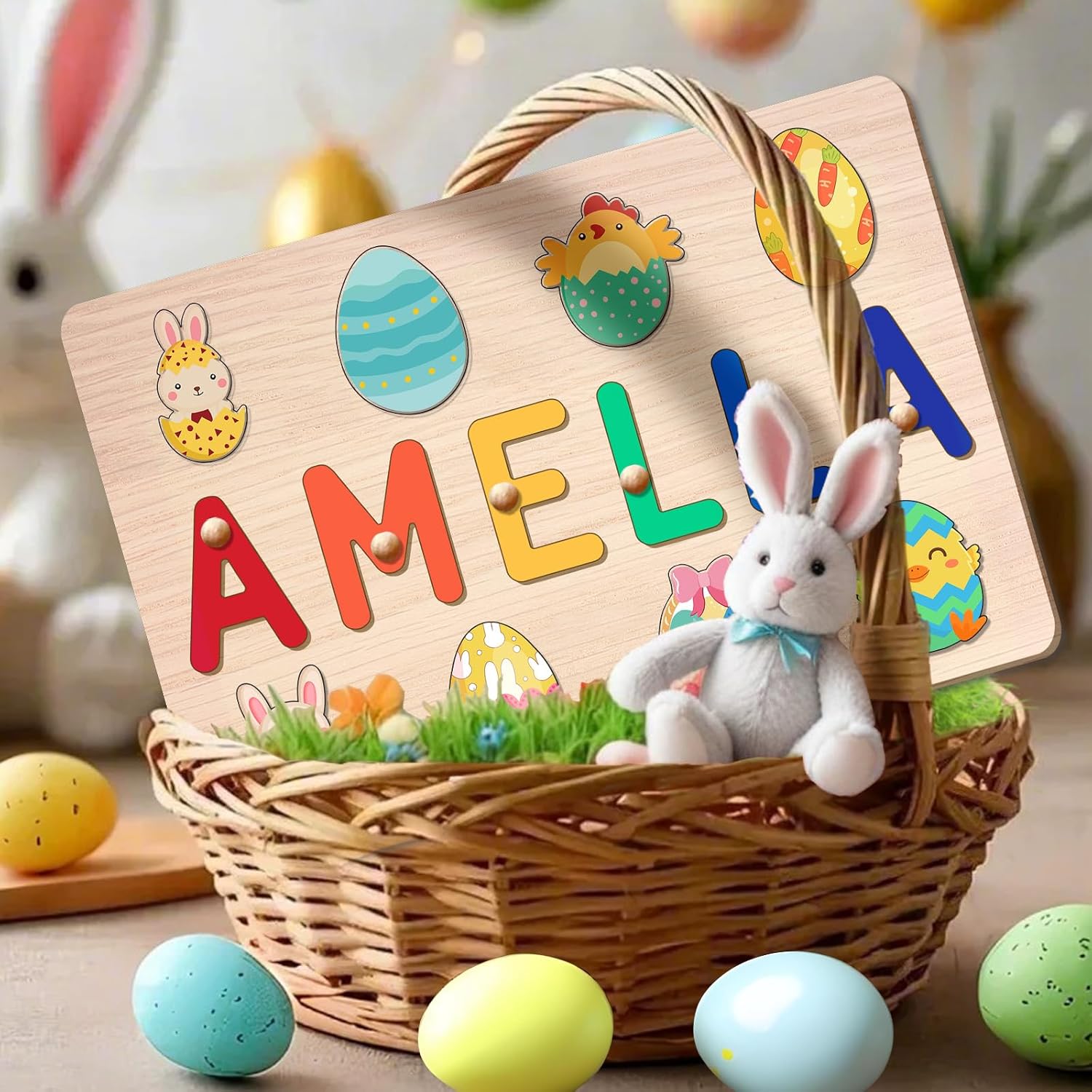 Personalized Wooden Name Puzzle for Kids 1 Year Old Boy Girl