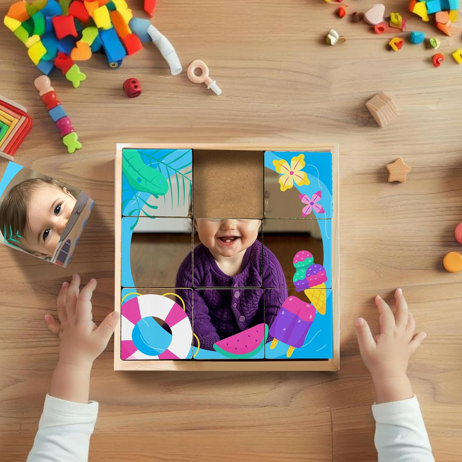 Personalized Wooden Cube Puzzles for Toddlers