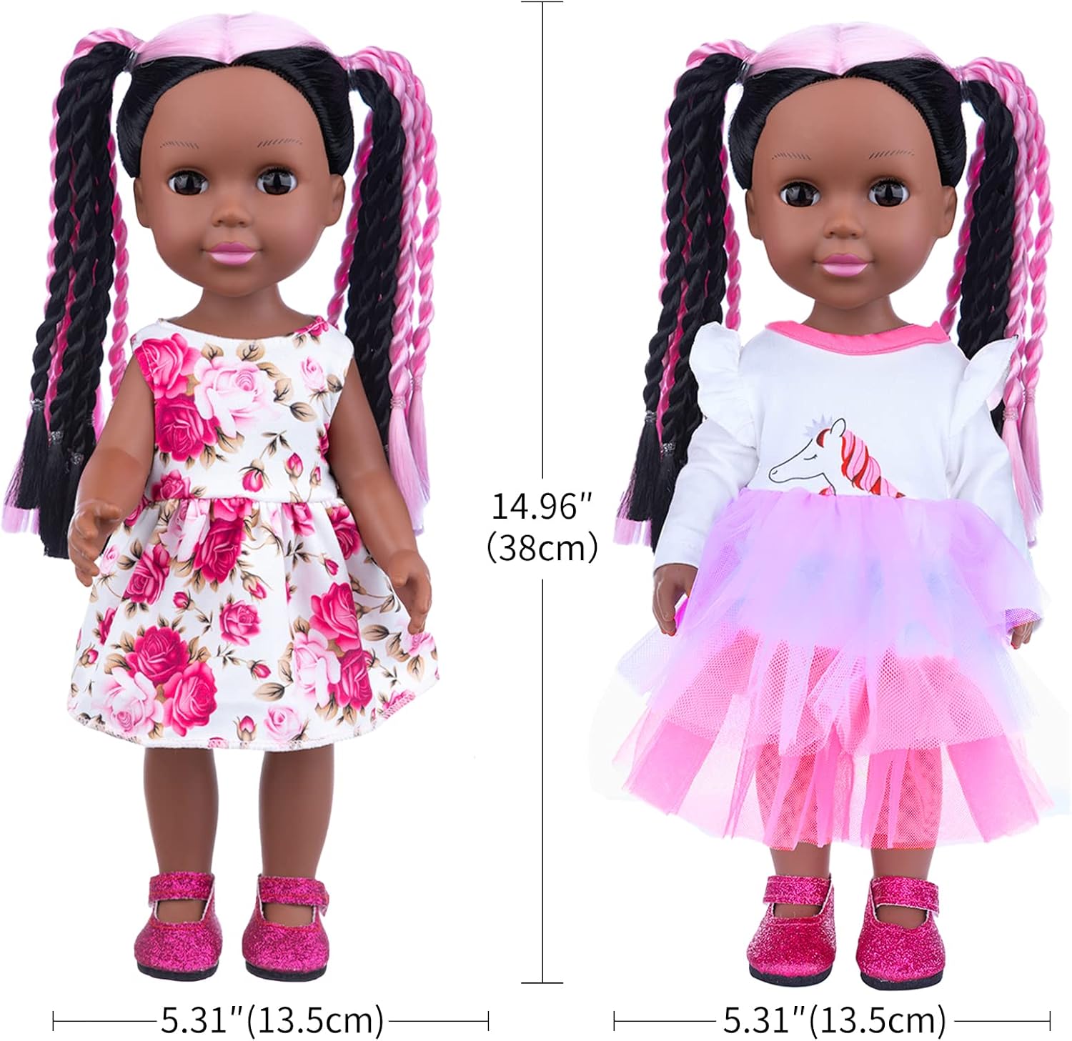 ZNTWEI 145 Inch Black Baby Doll with Clothes and Accessories Set