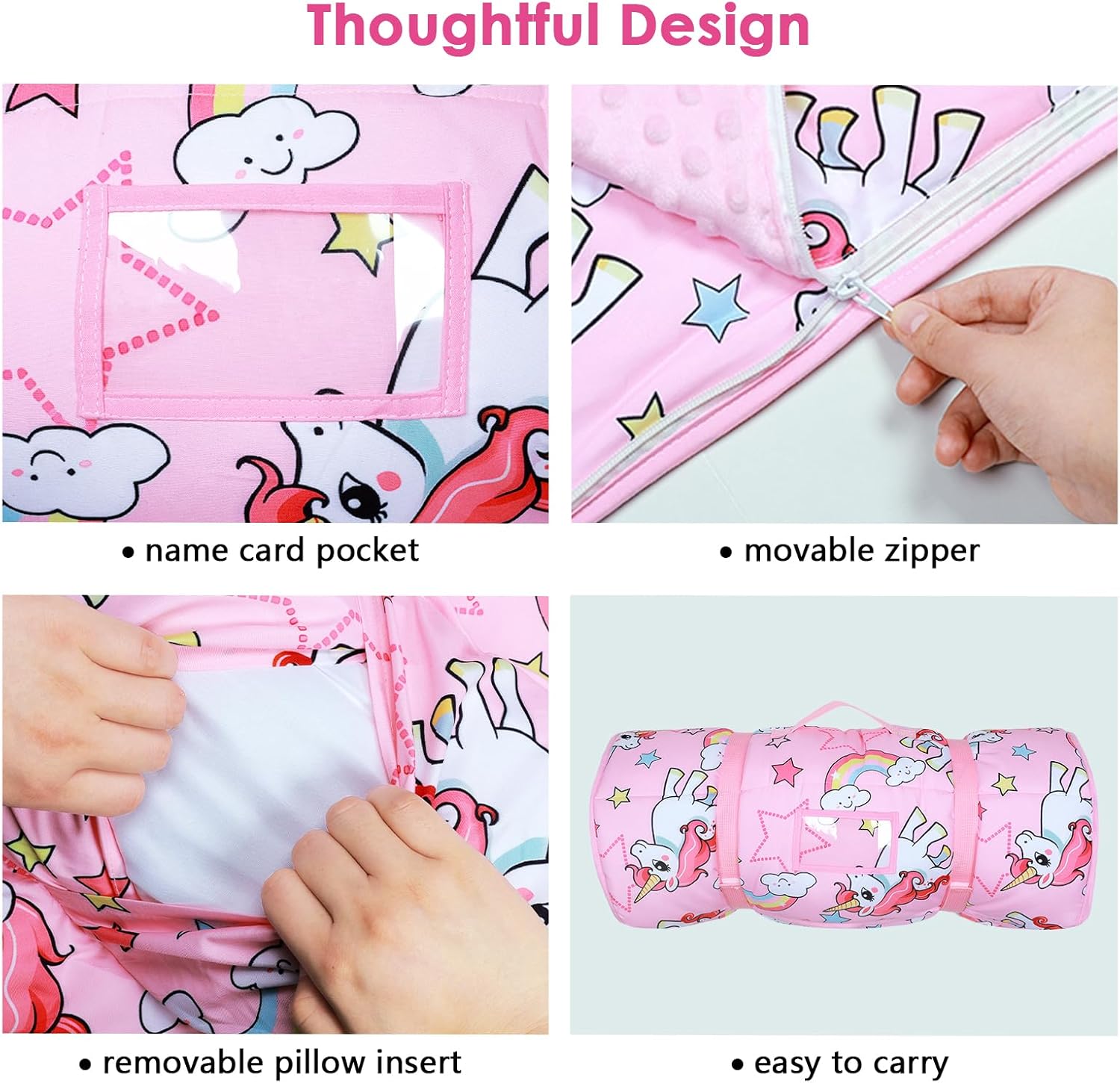 Kids Sleeping Bag Nap Mat with Pillow and Blanket 1