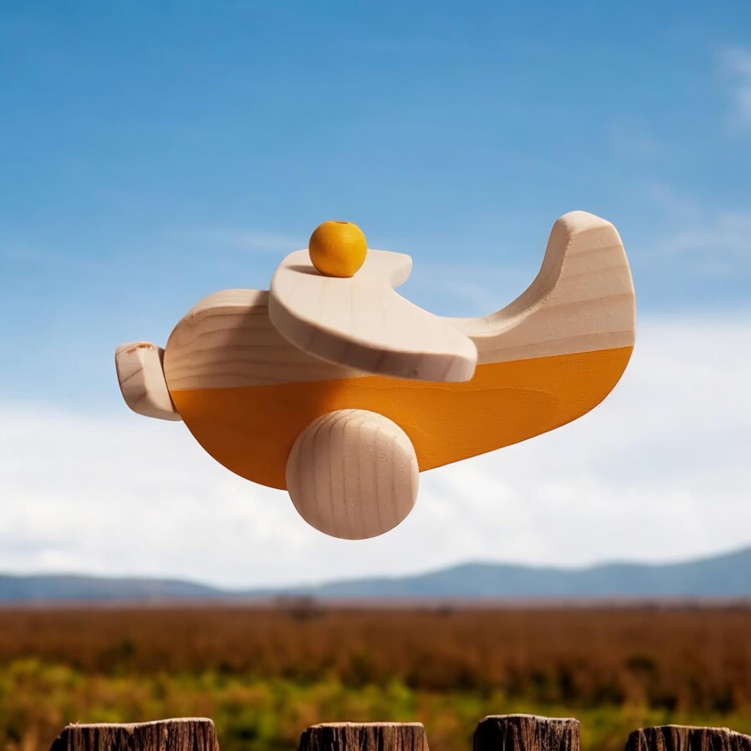 Wooden Airplane Toy for Toddlers Handmade and Safe