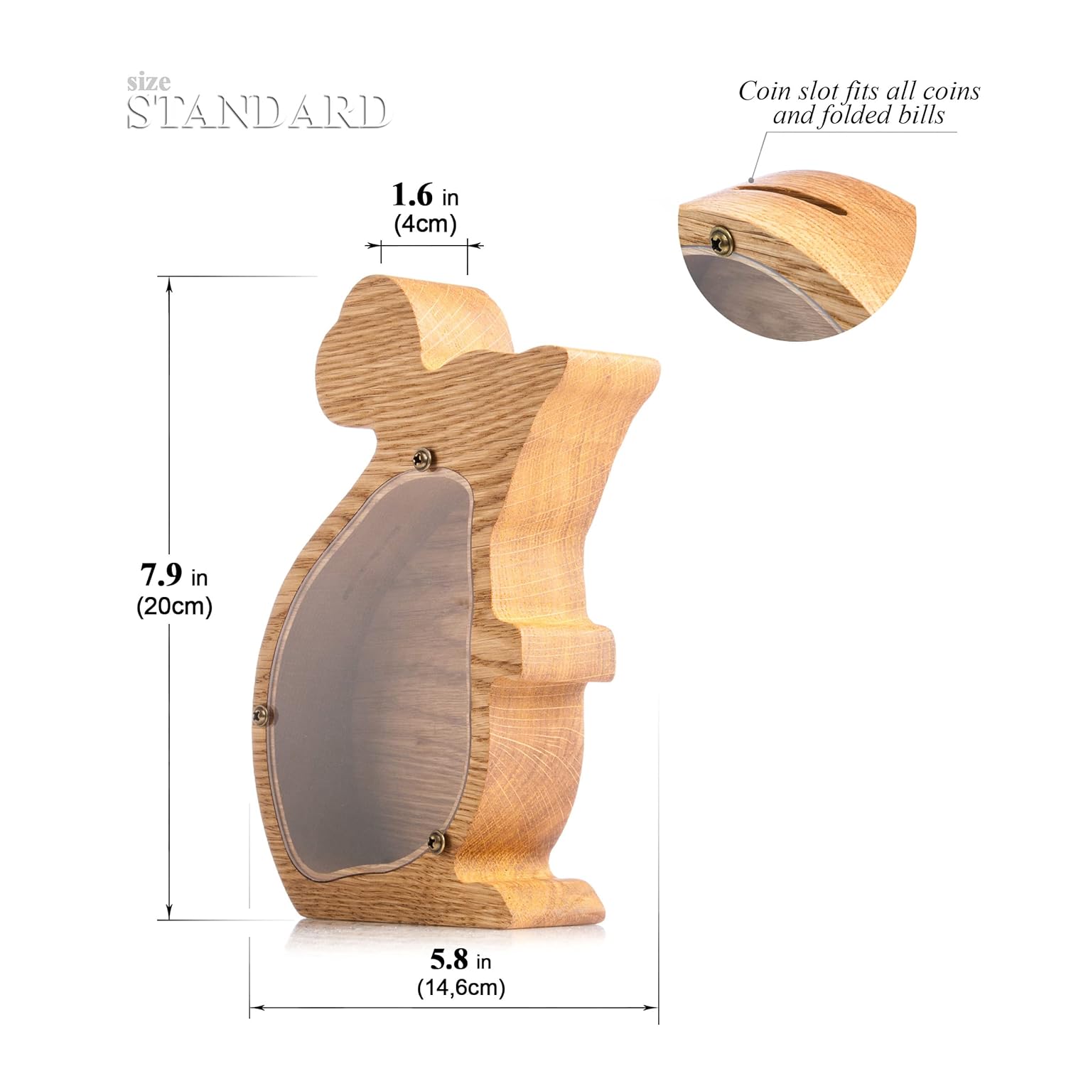 Wooden Piggy Bank with Mouse Design Money Box Frame