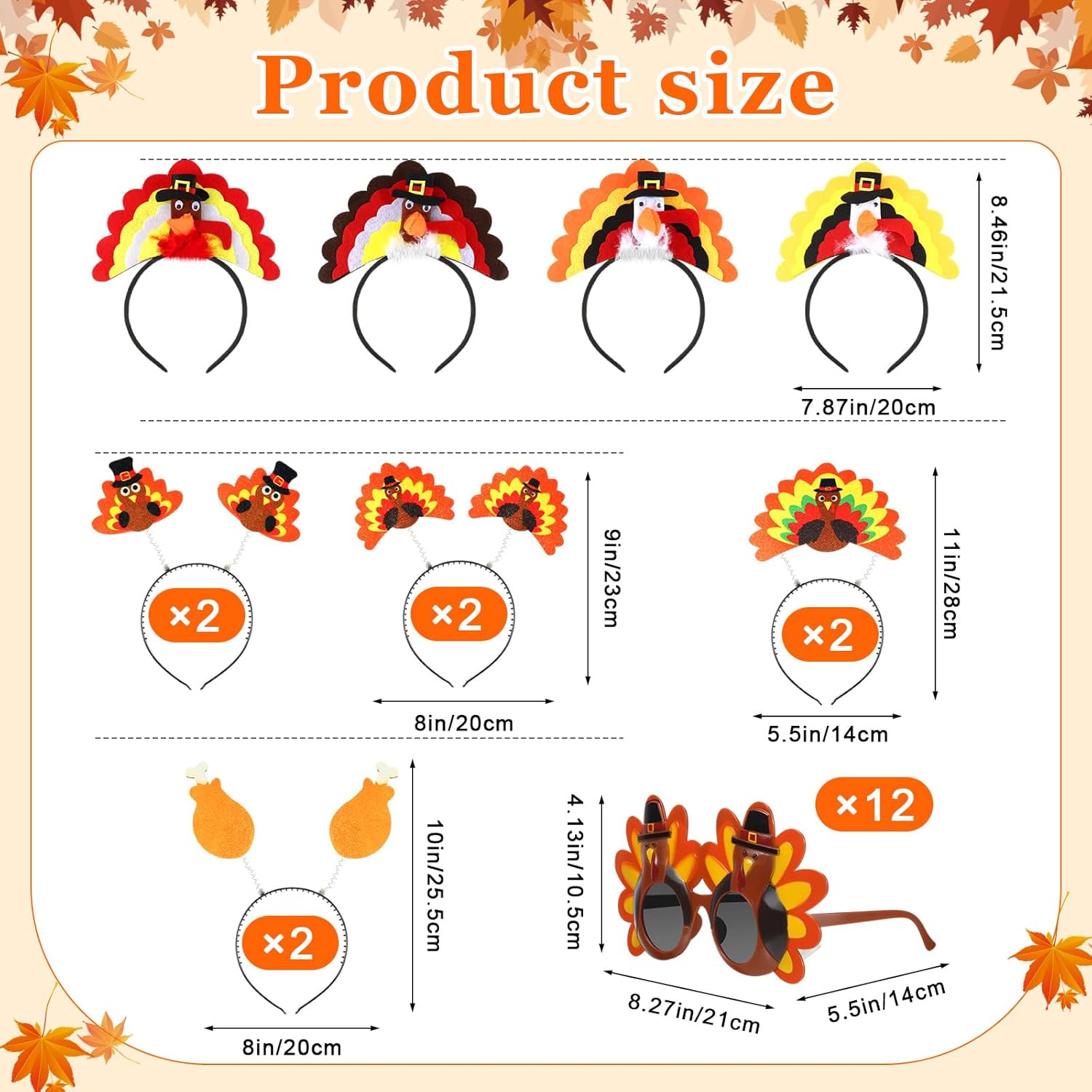XunYee Thanksgiving Turkey Cosplay Set 24 Pcs