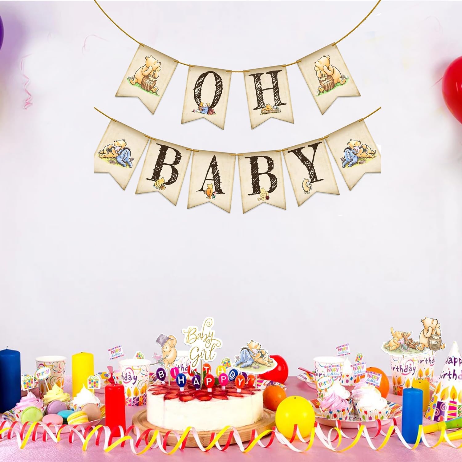 16PCS Classic Winnie Centerpieces for Baby Showers