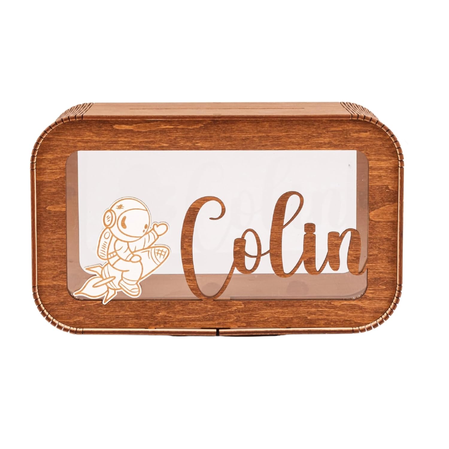 Personalized Wooden Piggy Bank for Kids - Custom Name Animal Design