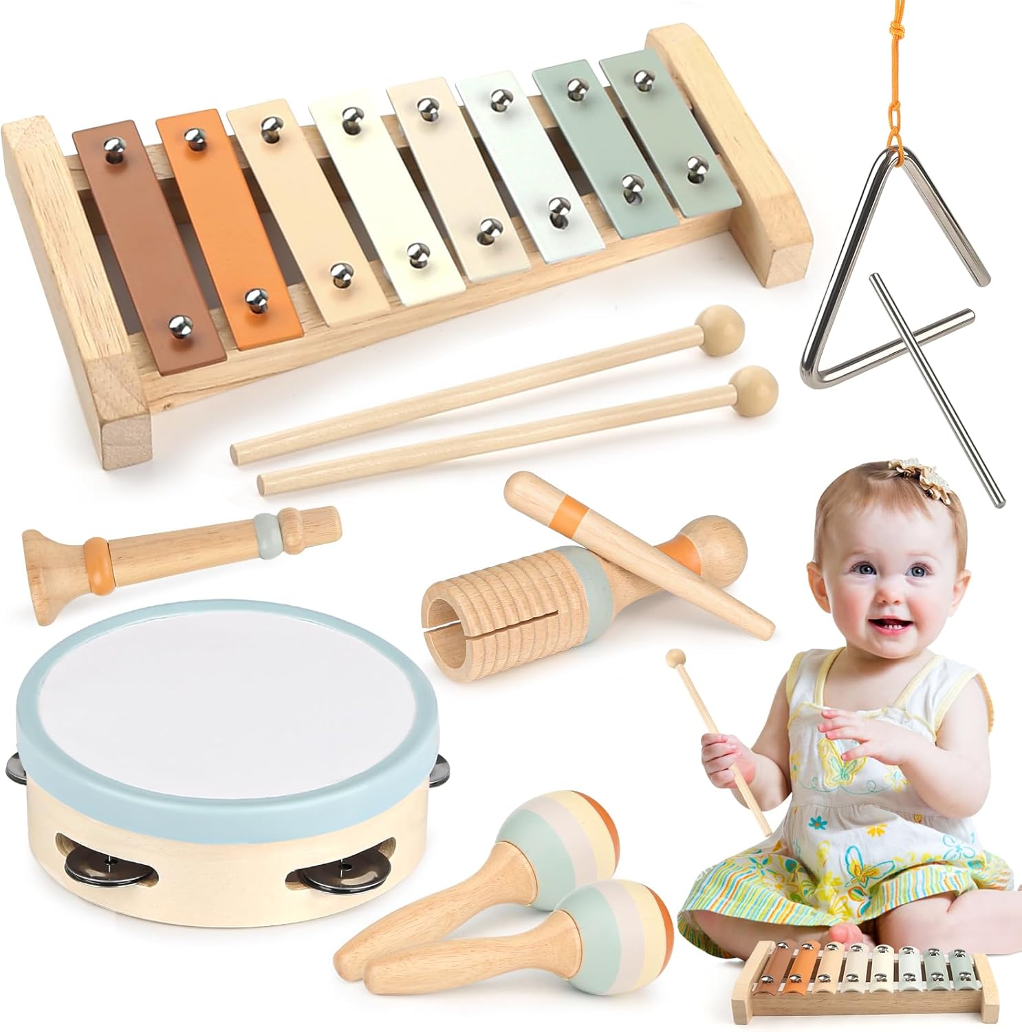 Vanplay Montessori Wooden Musical Instruments for Toddlers 1-3