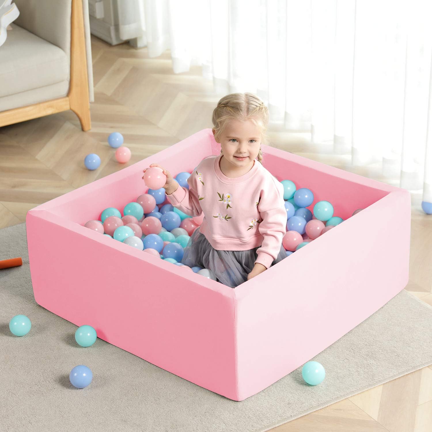 TRENDBOX Memory Foam Ball Pit Square - Pink