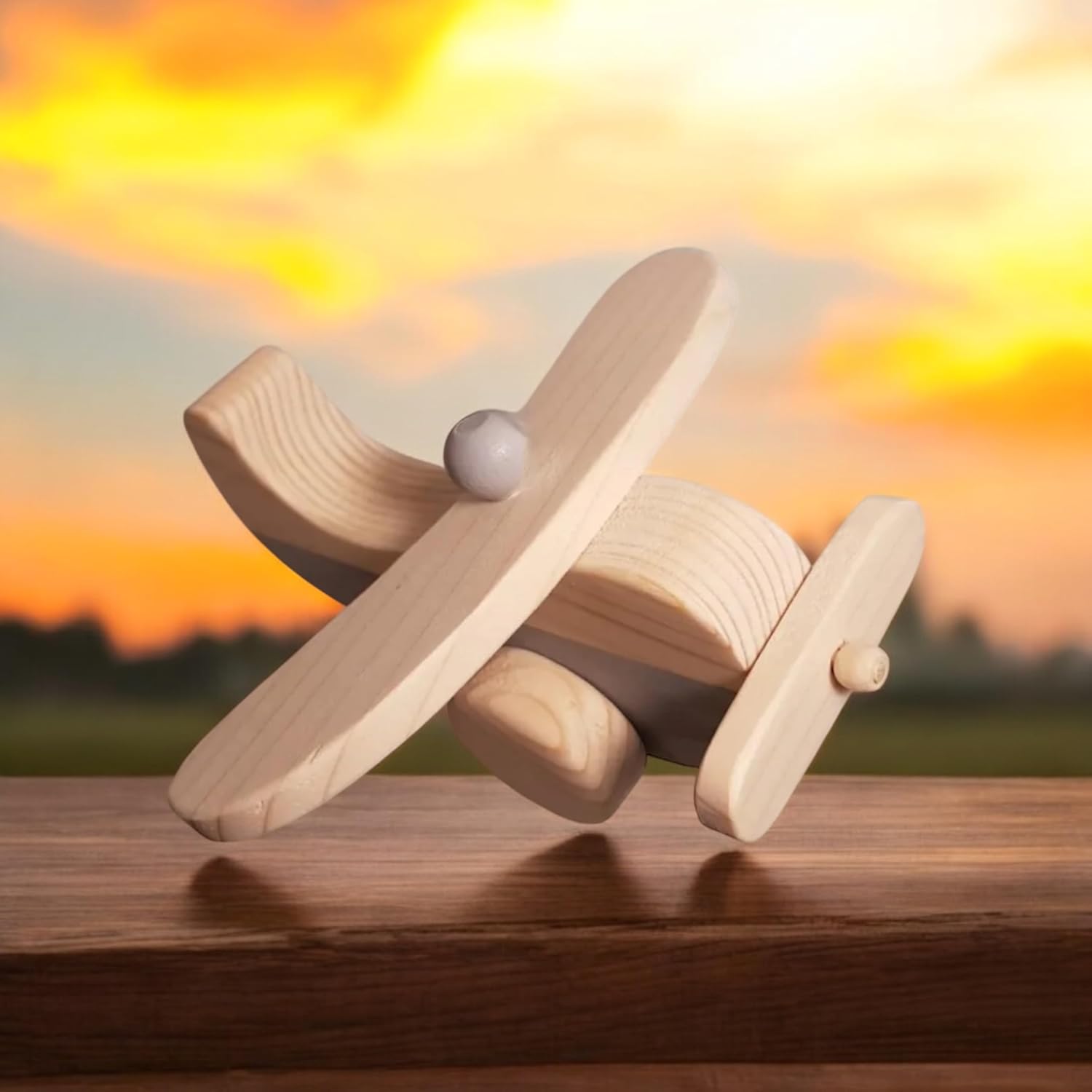 Handmade Wooden Airplane Toy for Toddlers