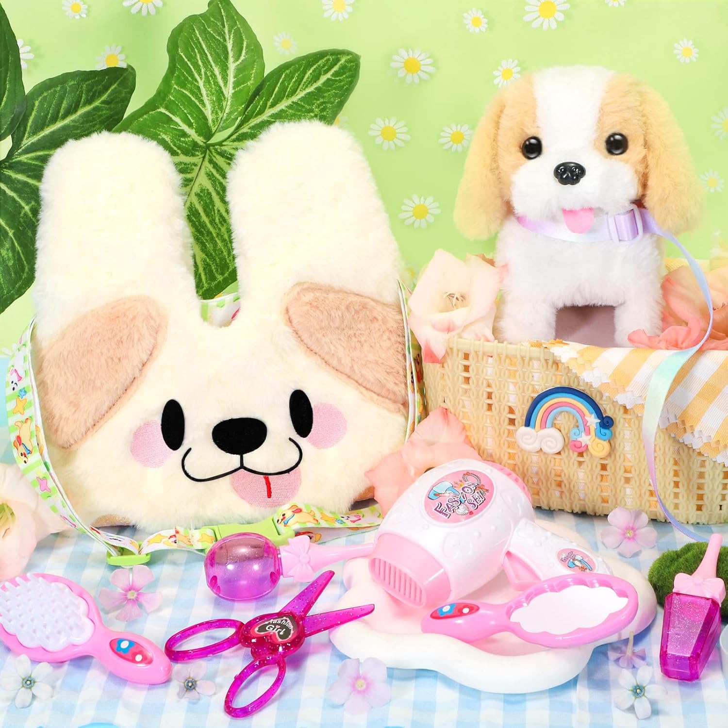 Ninaor Plush Dog Toy with Crossbody Bag and Accessories 1
