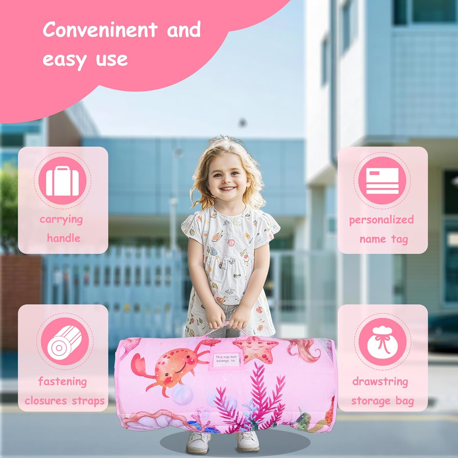 Lydaz Toddler Nap Mat with Pillow Blanket