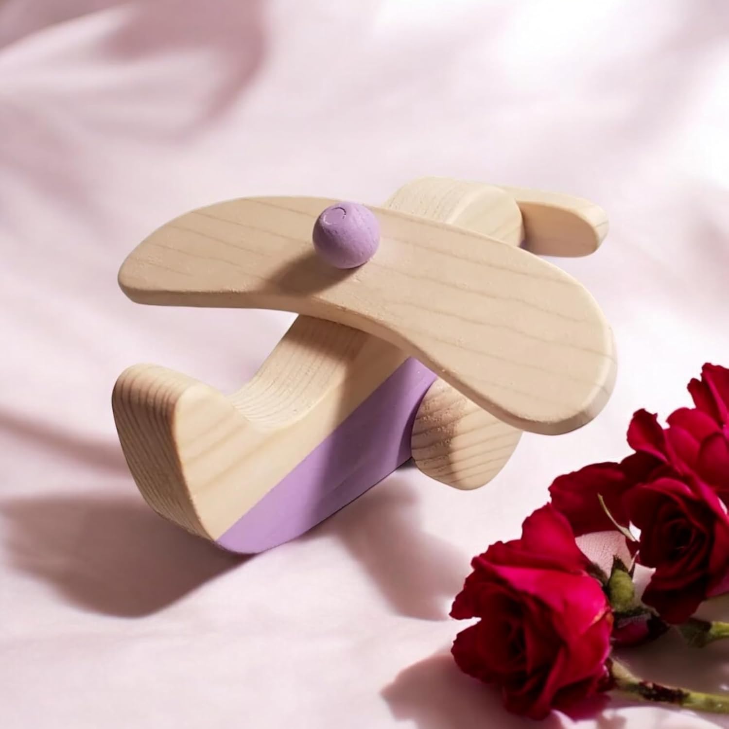 Cute Wooden Airplane Toy for Toddlers Handmade and Natural