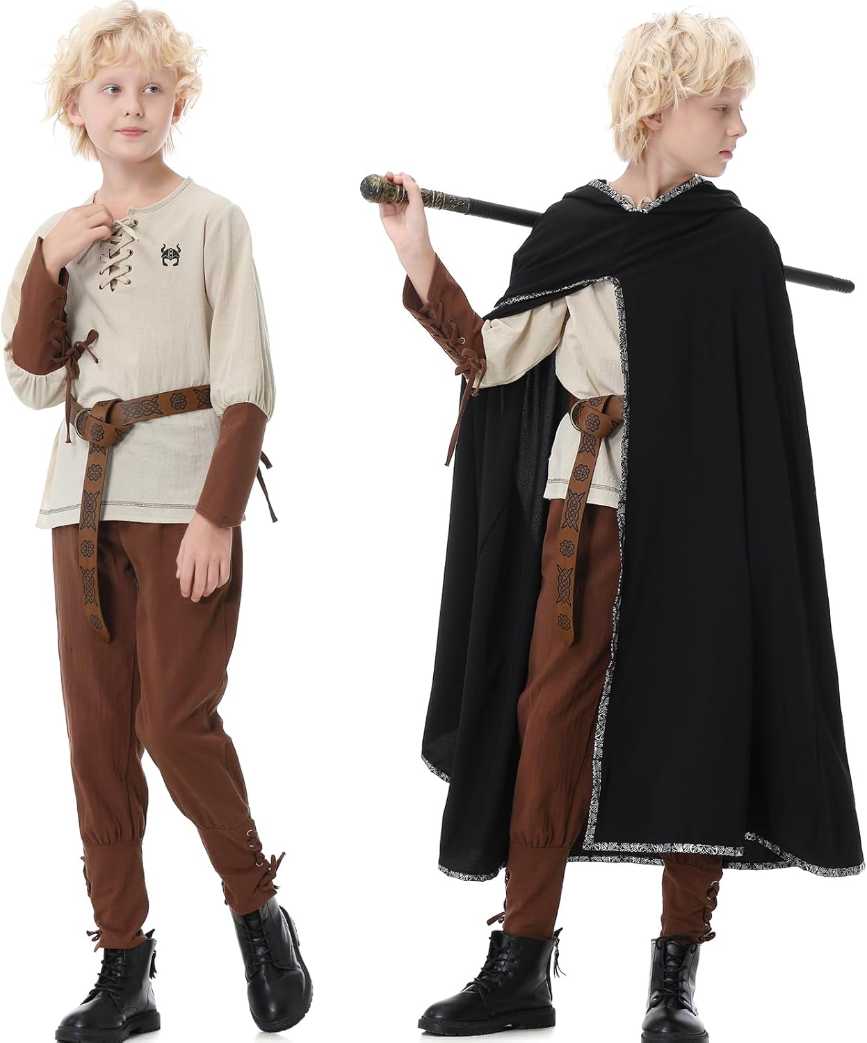 Ezuwail Boys Medieval Viking Costume Set for Halloween and Role Play