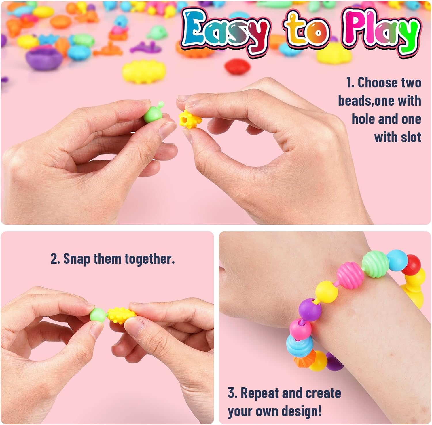 FUNZBO 520 Snap Pop Beads Jewelry Kit for Kids