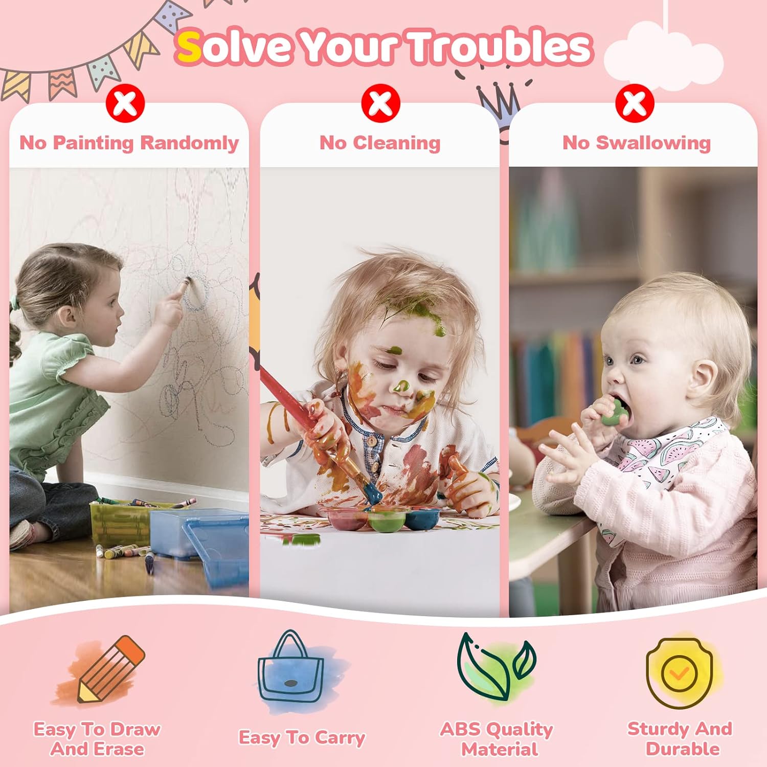 Kikidex Magnetic Drawing Board for Toddlers 1-3 Years Old