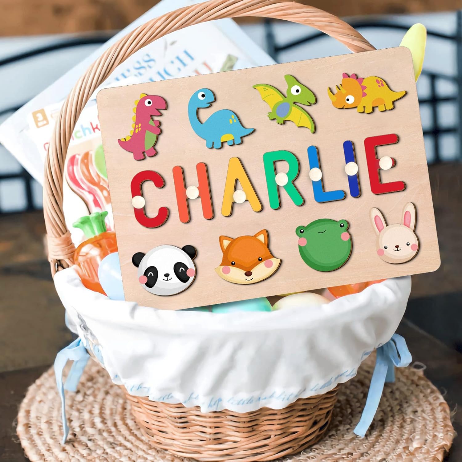 Personalized Wooden Name Puzzle for Toddlers 1-3 1