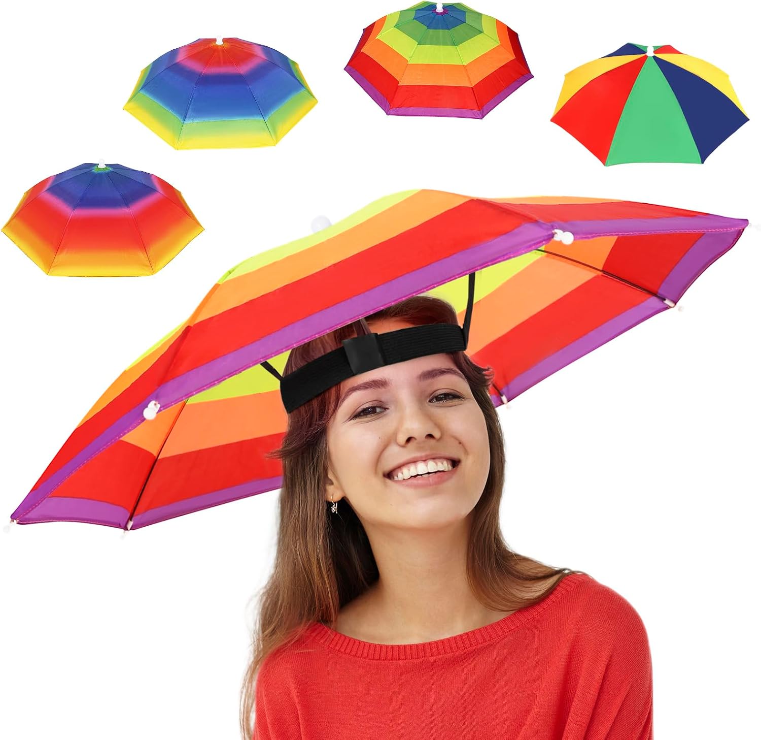 Arcimatto 4 Pack Umbrella Hats with Elastic Band