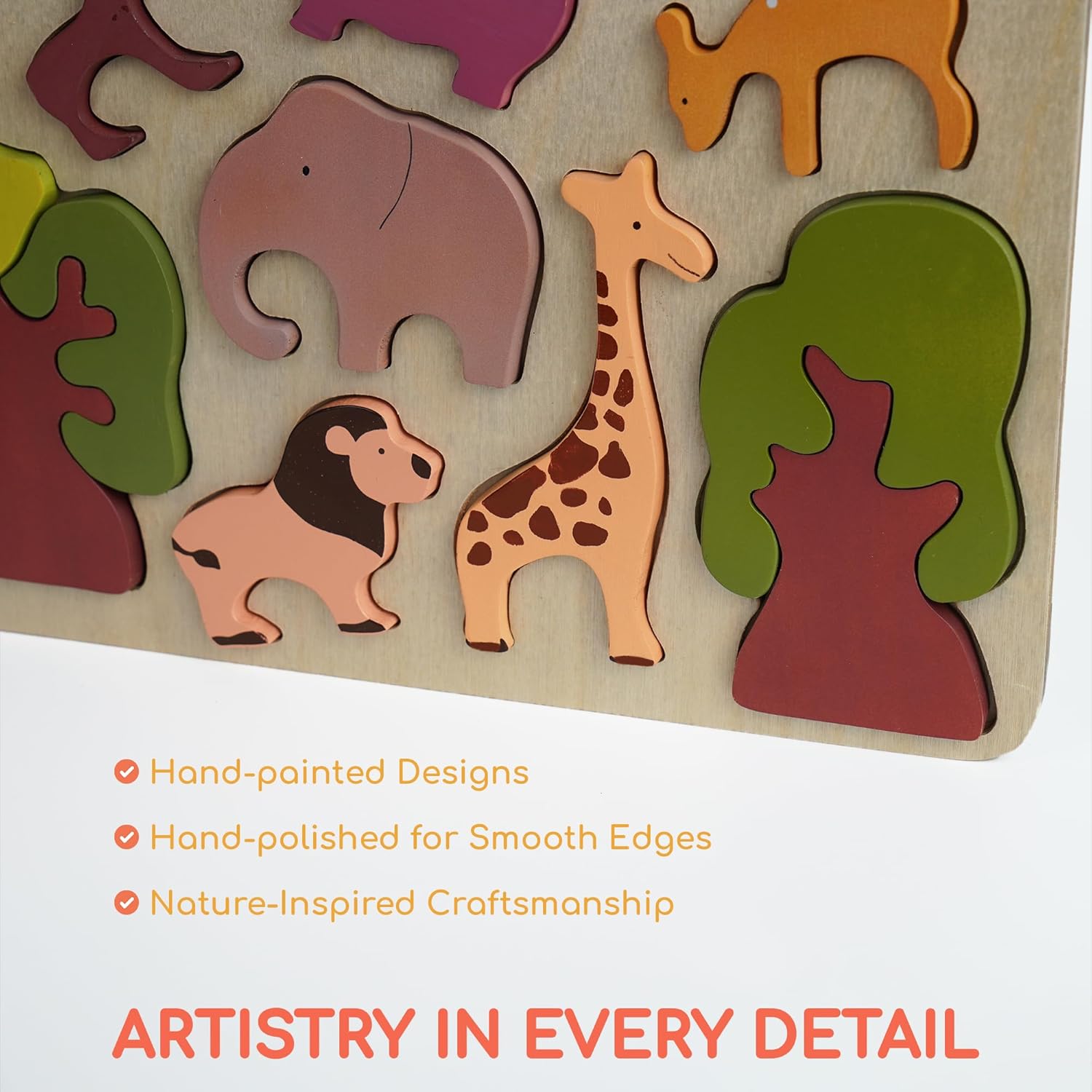 Chippi Co Wooden Peg Puzzles for Toddlers 1-3