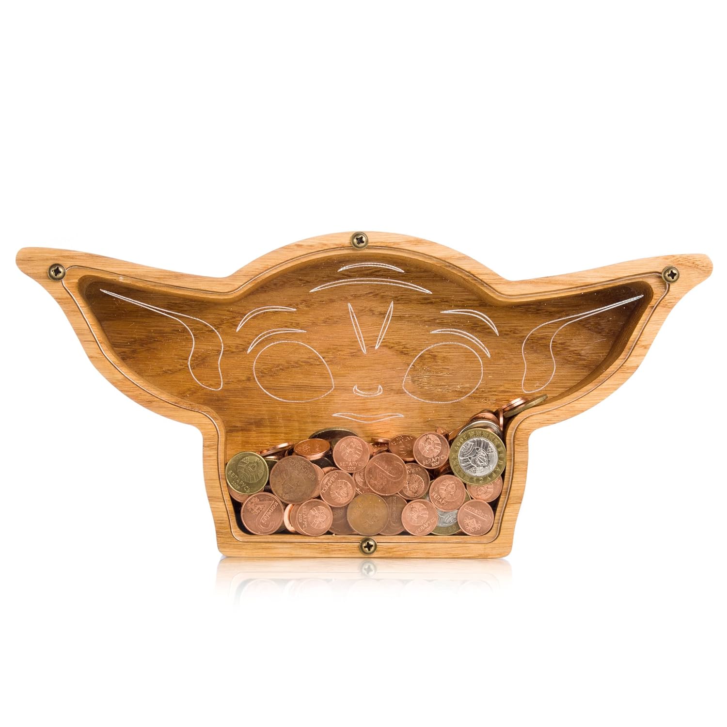 Wood Piggy Bank Alien with Big Ears - Kids Adult Money Box