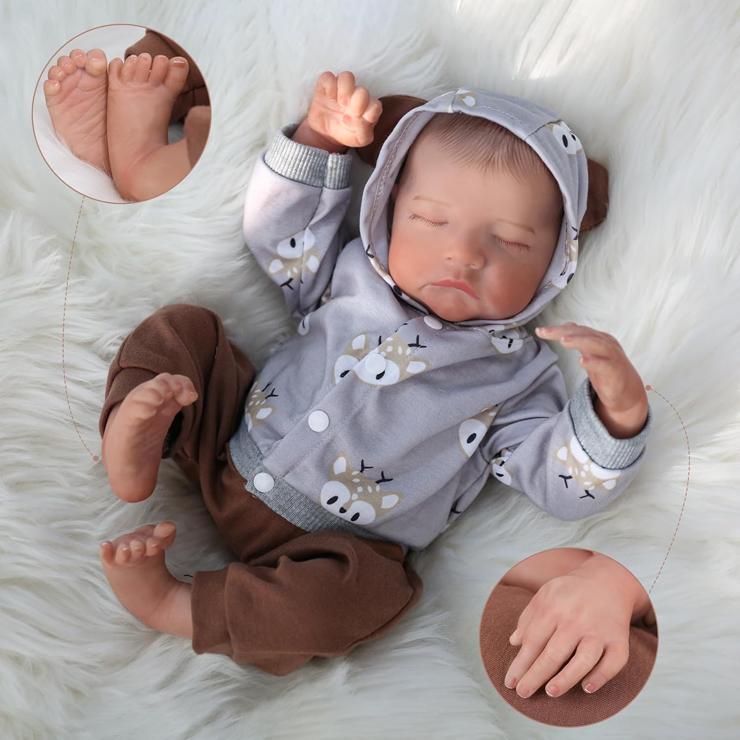 WOOROY Realistic Reborn Baby Doll Boy 18 Inch